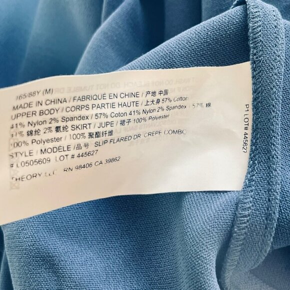 Theory Fit & Flare Tank Dress Crepe Combo Steel Blue Medium - Picture 8 of 9